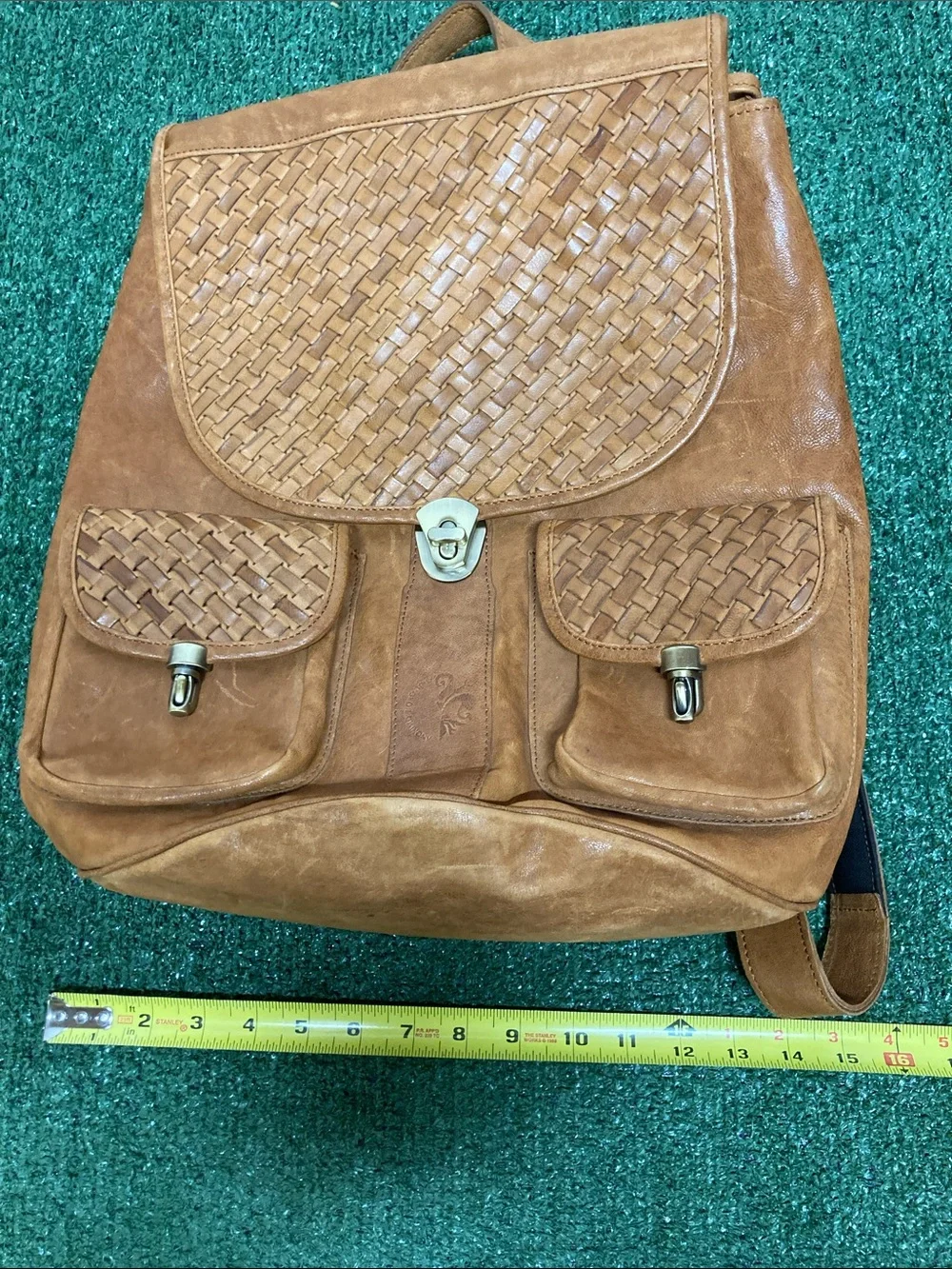 Anonimo Fiorentino Women's Woven Leather Backpack - Tan (OKPM-09-031)